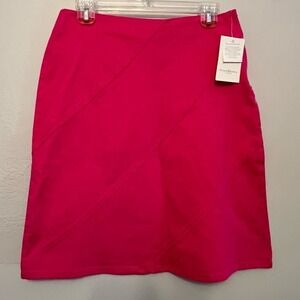 Susan Bristol Hot Pink Diagonal Seam Cotton Blend Skirt Size 6 NWT